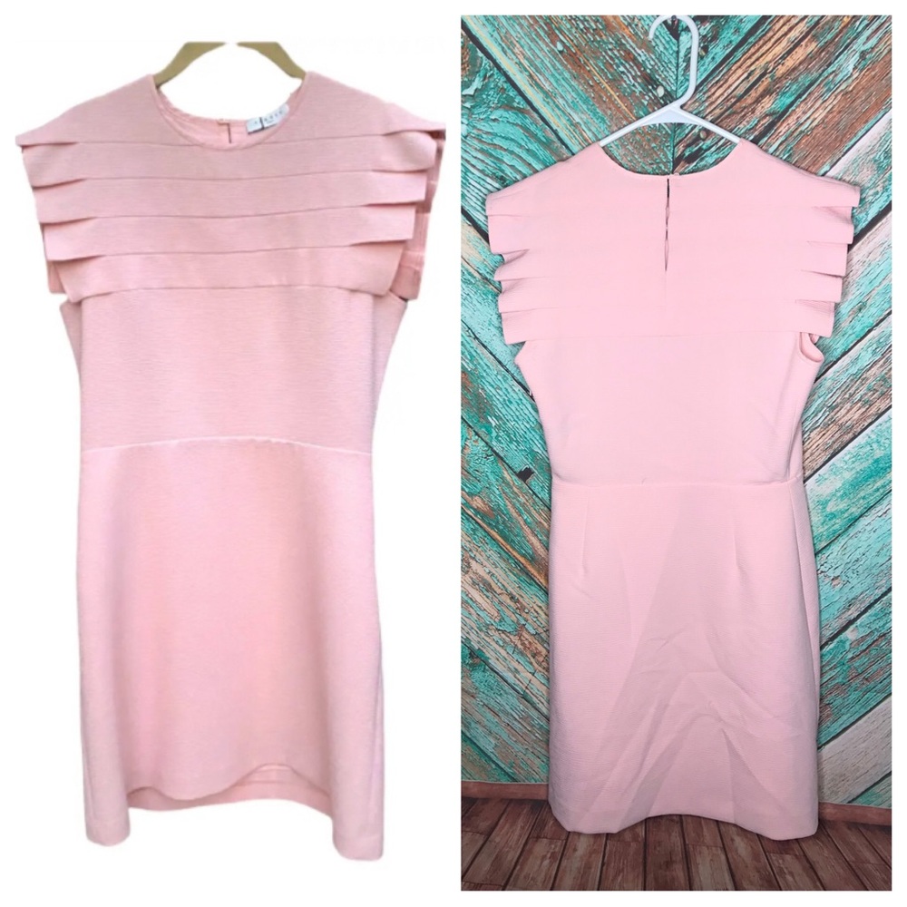 SANDRO Laurena Pleat Detail Mini Dress In Rose Pink - Picture 2 of 10